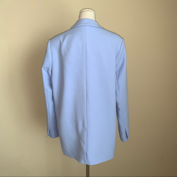 NWT Zara Oversize Straight Cut Blue Blazer Pockets Medium - Picture 13 of 16